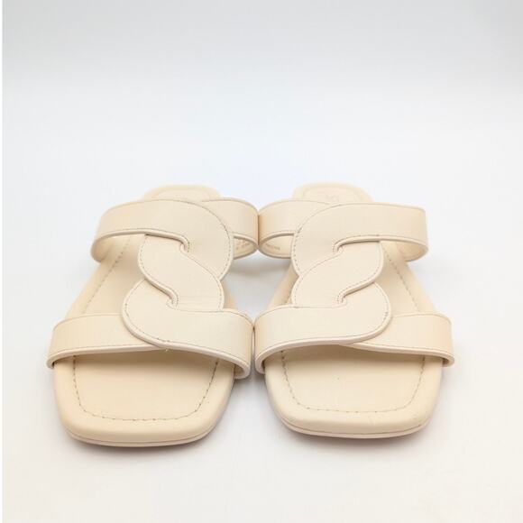 Stuart Weitzman Ibiza Slide Sandal Open Square Toe Women's Ivory Size US7 EU37.5 - Picture 2 of 9